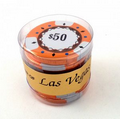 Las Vegas Casino Style Stack of 9 $50 Orange Casino Chips